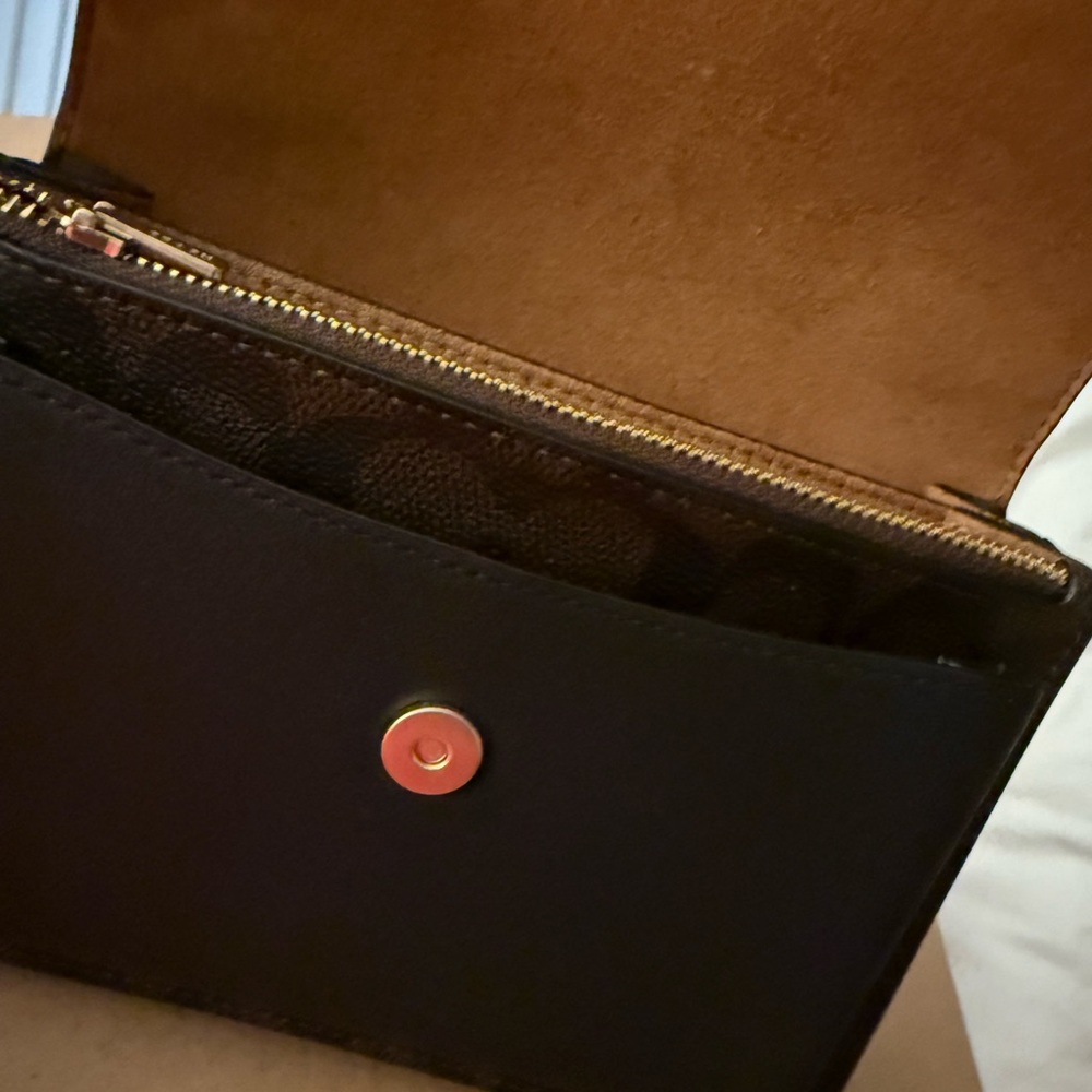 Coach Brown Signature Crossbody Bag with Gold Chain - Picture 7 of 10